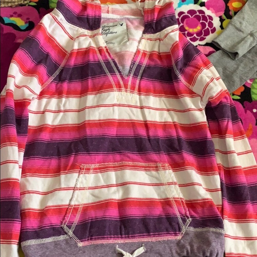 American eagle striped hoodie
